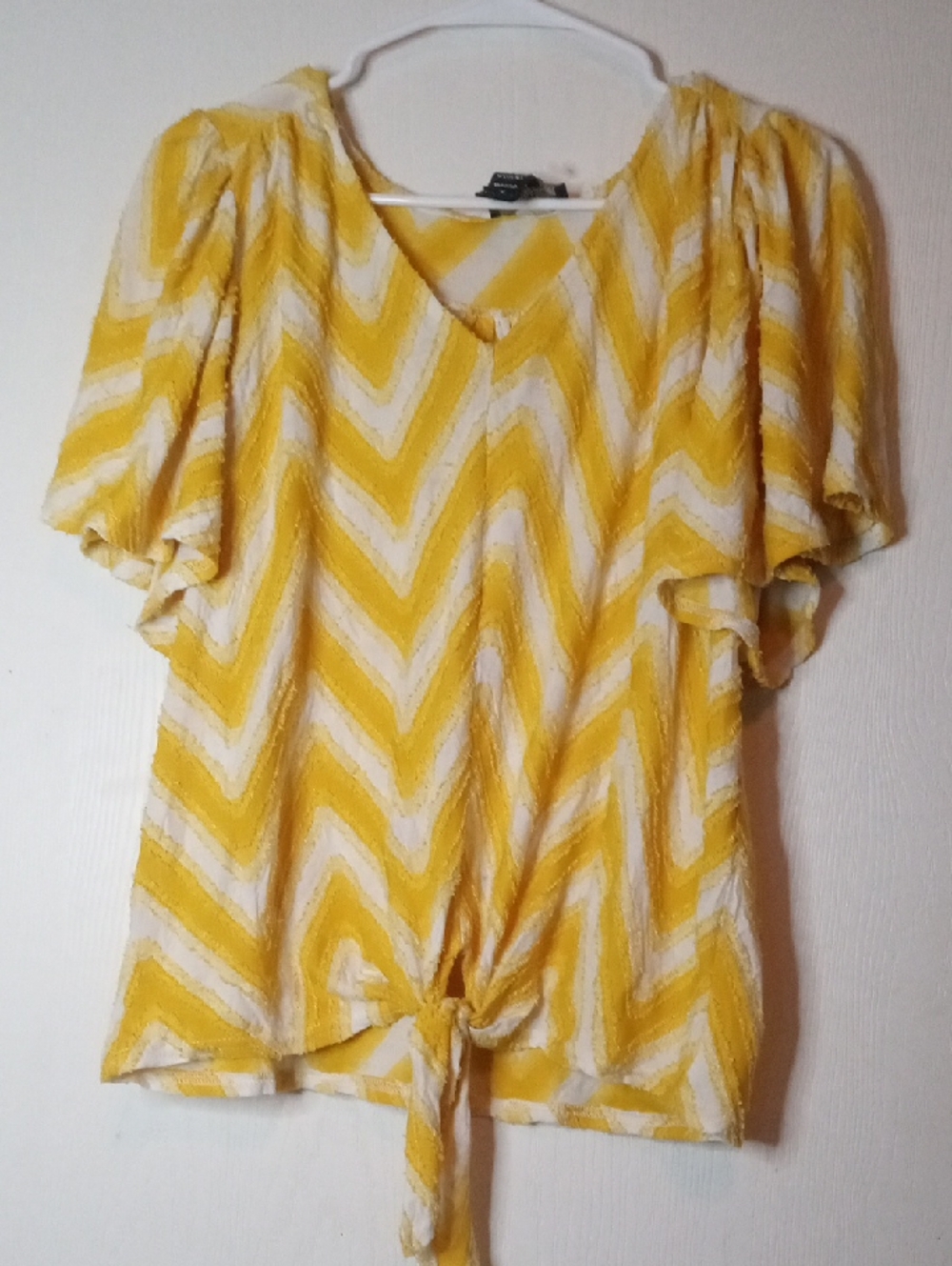 Olivers Yellow and White Chevron Tie-Front Blouse